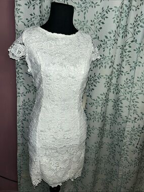 Lulu's White Floral Lace Sheath Mini Dress